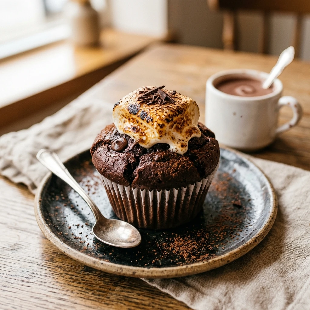 Hot Chocolate Muffins with Marshmallow