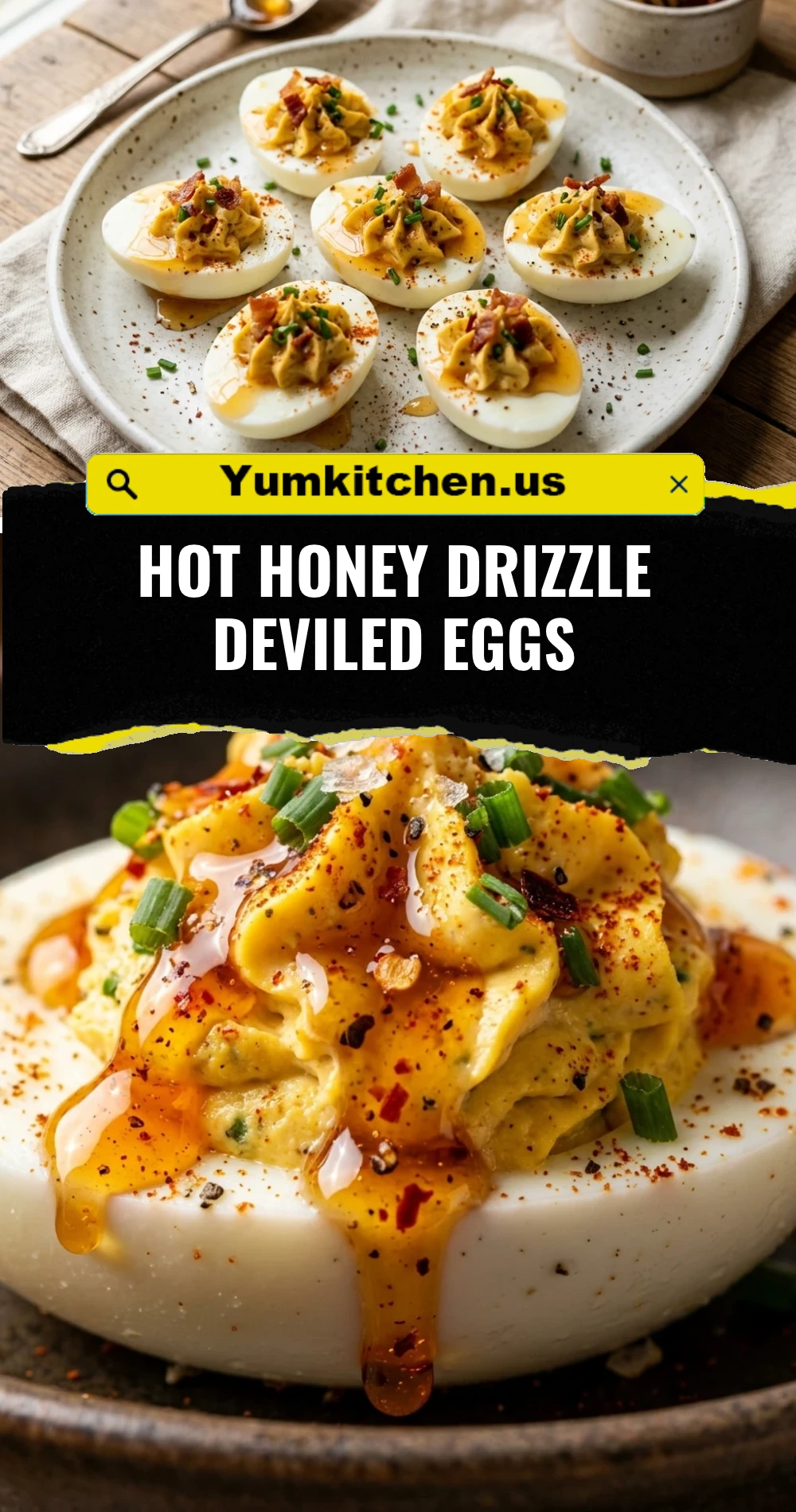 Hot Honey Drizzle Deviled Eggs