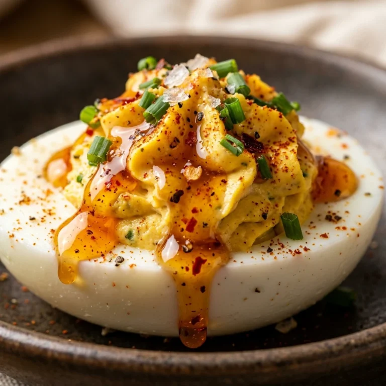Hot Honey Drizzle Deviled Eggs