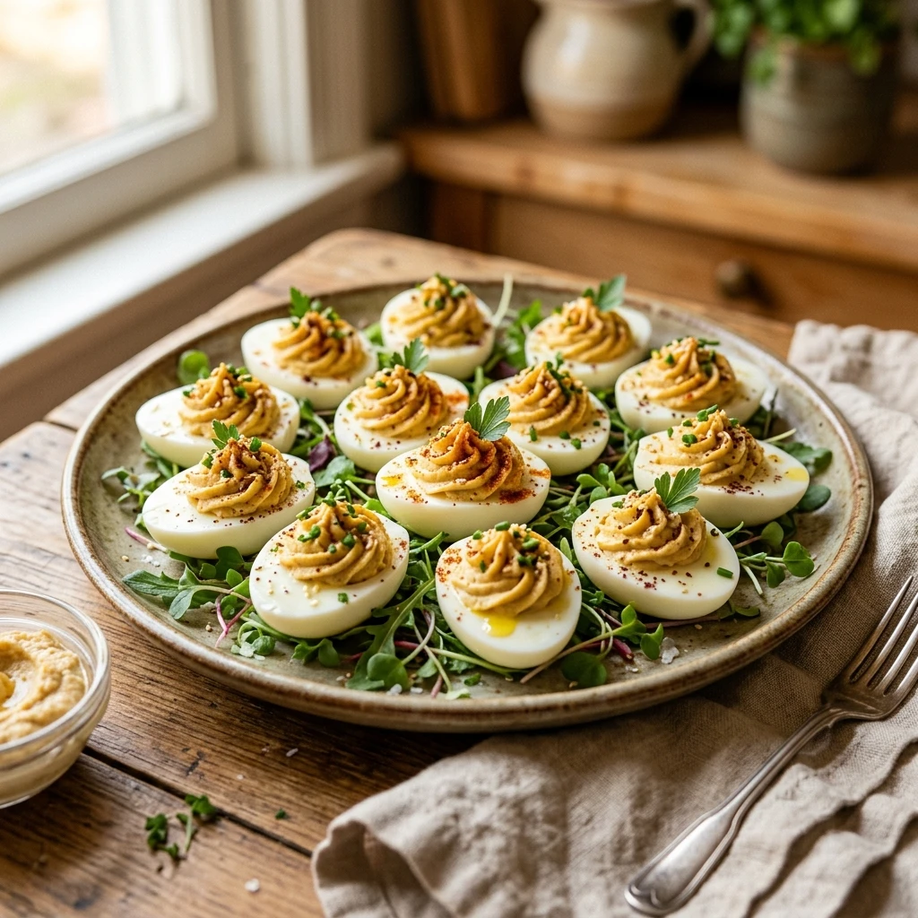 Hummus Deviled Eggs No Mayo