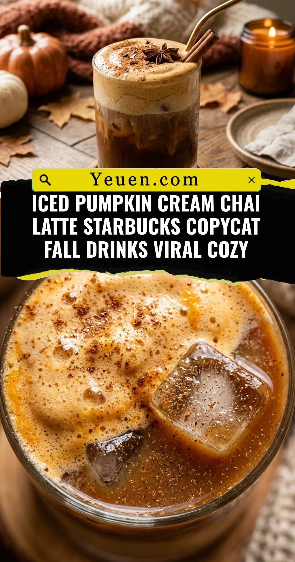 Iced Pumpkin Cream Chai Latte Starbucks Copycat Fall Drinks Viral Cozy