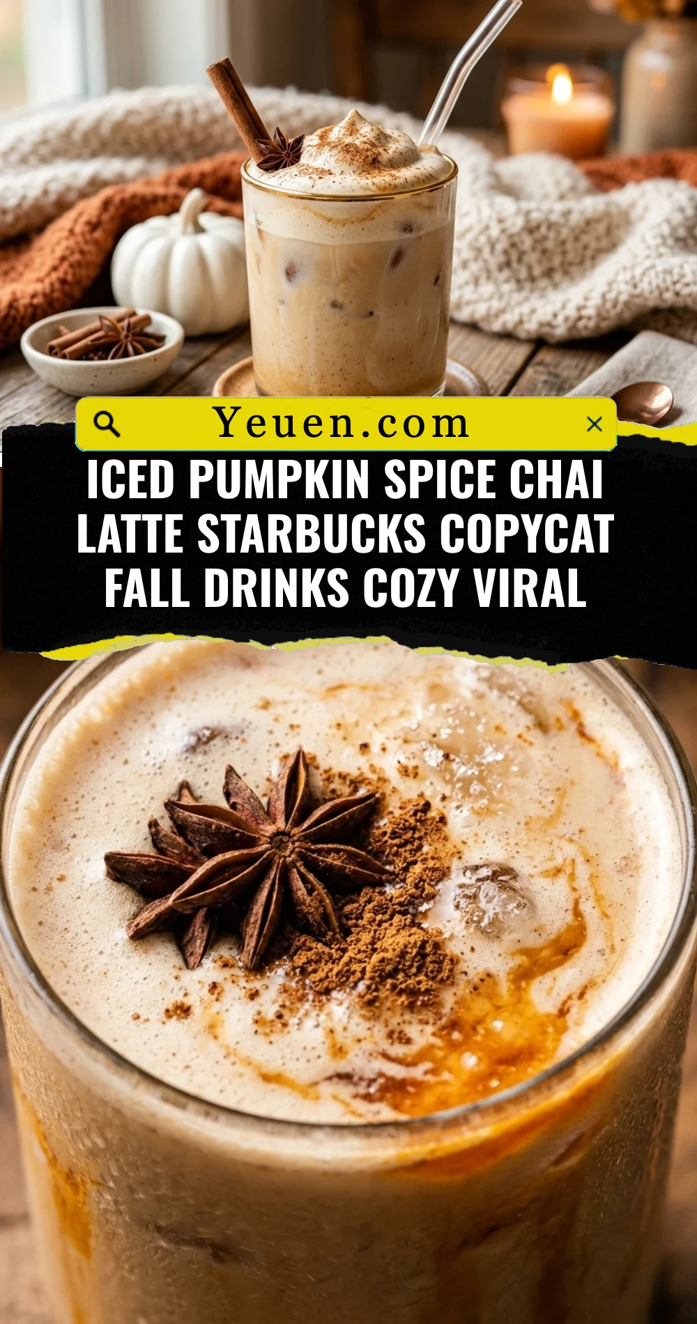 Iced Pumpkin Spice Chai Latte Starbucks Copycat Fall Drinks Cozy Viral
