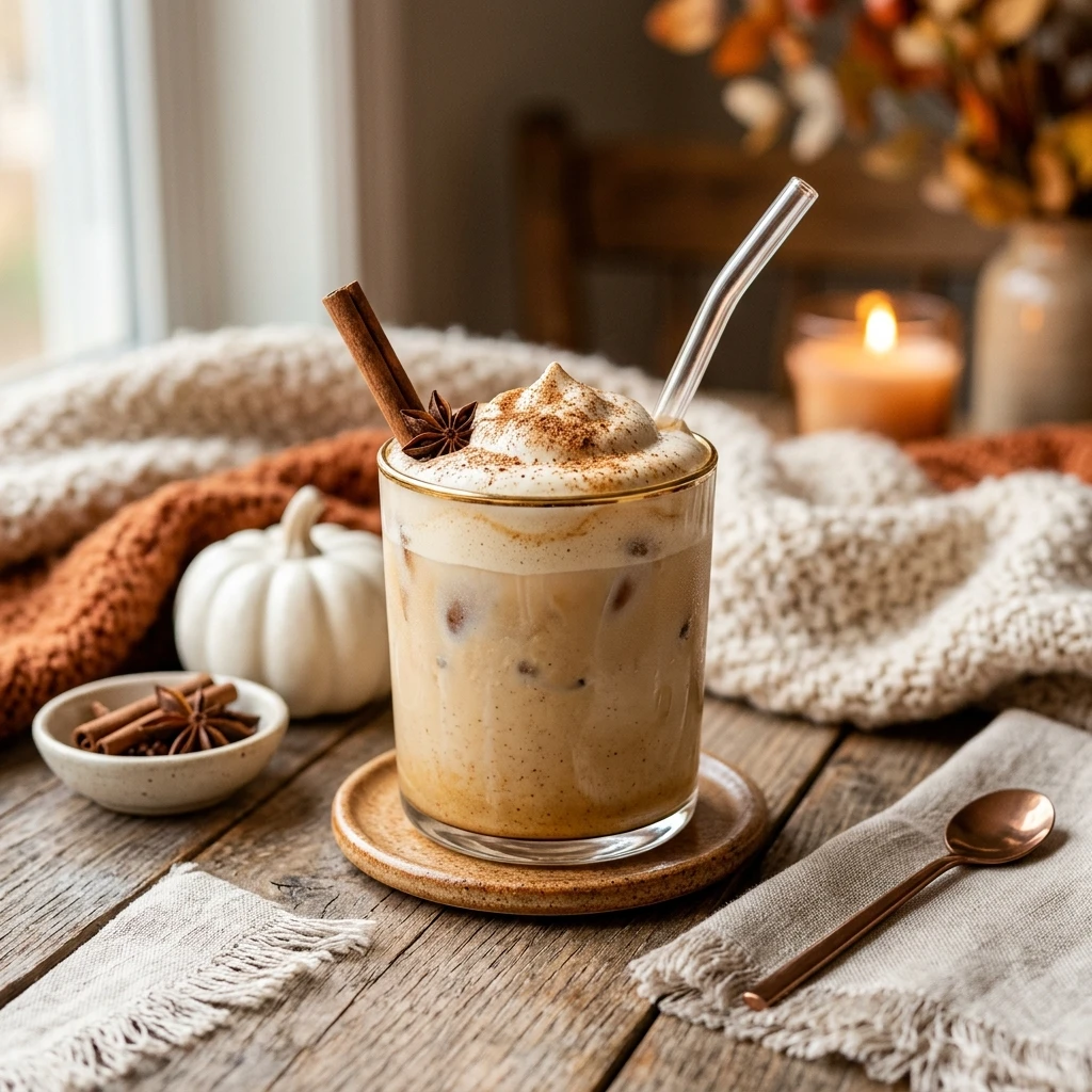 Iced Pumpkin Spice Chai Latte Starbucks Copycat Fall Drinks Cozy Viral