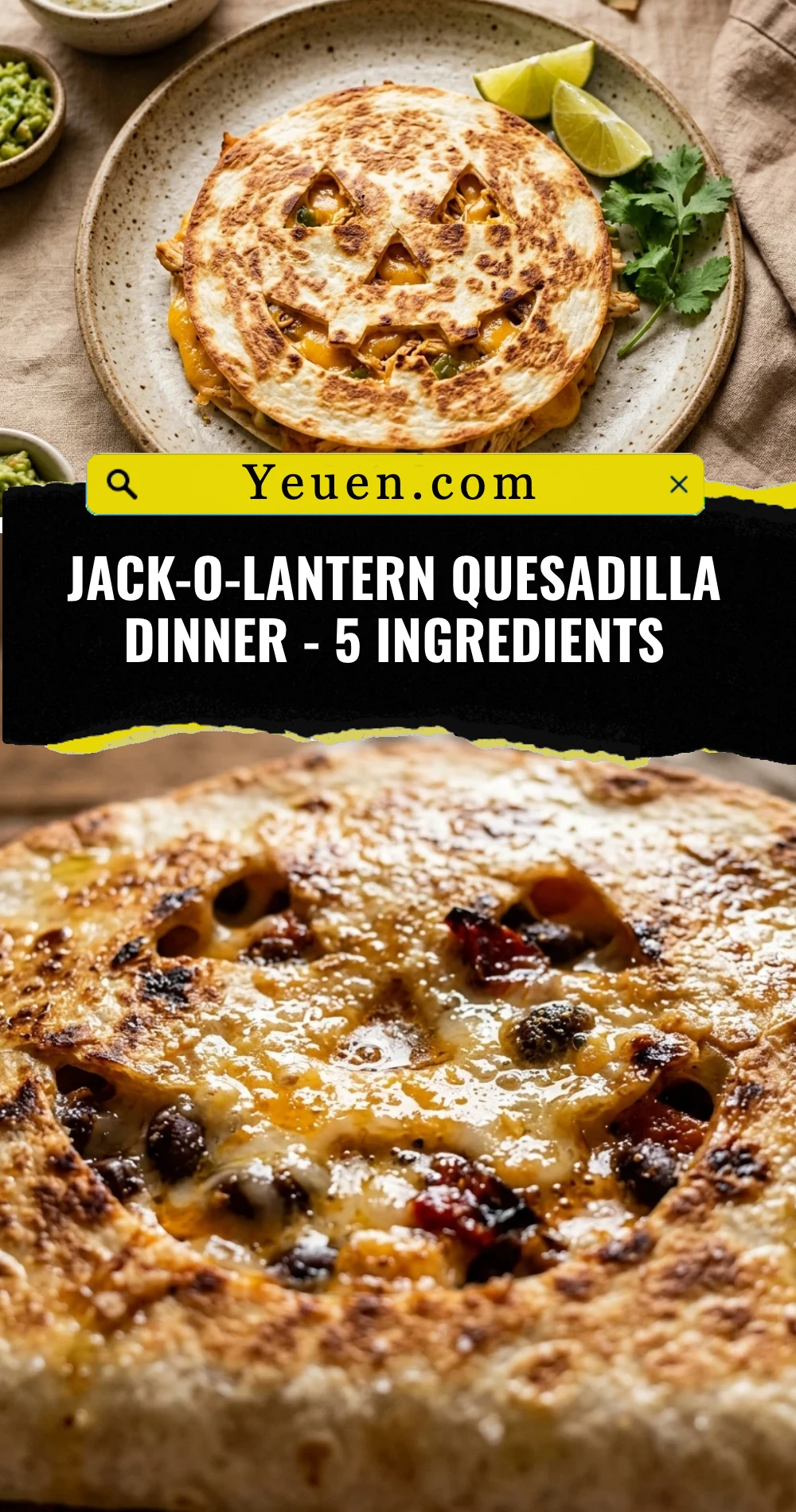 Jack-O-Lantern Quesadilla Dinner - 5 Ingredients