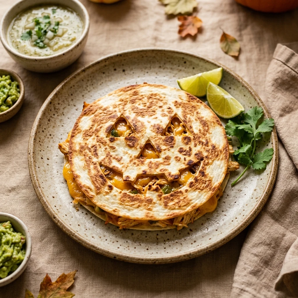Jack-O-Lantern Quesadilla Dinner - 5 Ingredients