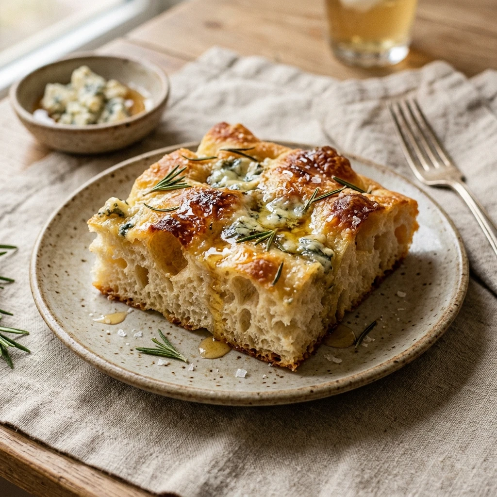Jiggly Sourdough Focaccia With Blue Cheese And Honey ASMR