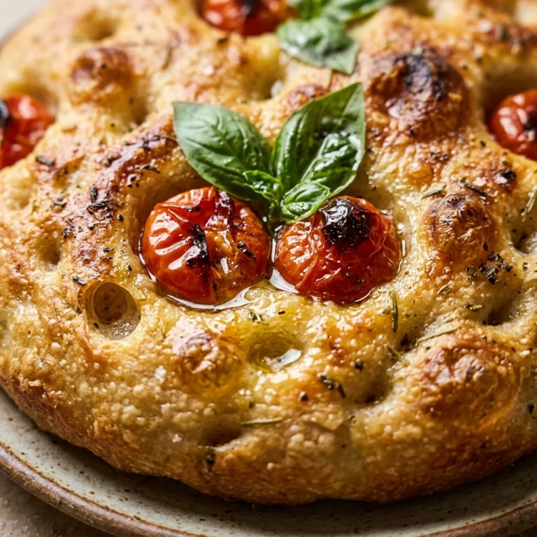 Jiggly Sourdough Focaccia With Cherry Tomatoes And Basil No Knead