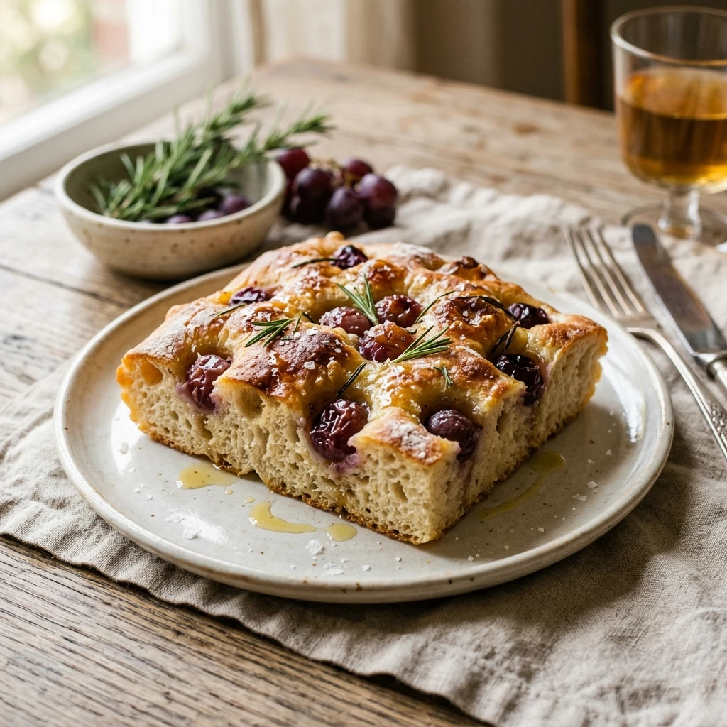 Jiggly Sourdough Focaccia With Grapes And Rosemary Sweet