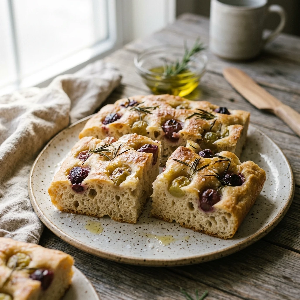 Jiggly Sourdough Focaccia With Grapes And Rosemary Sweet