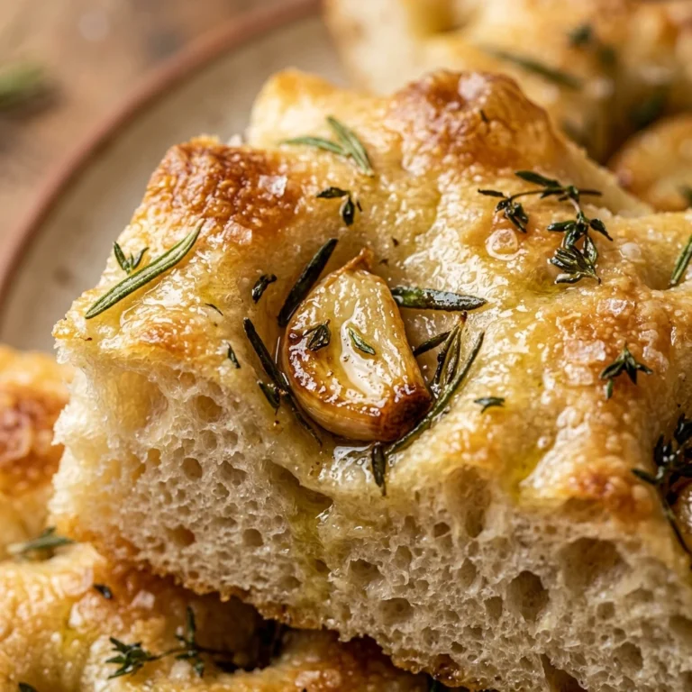 Jiggly Sourdough Focaccia With Roasted Garlic And Herbs Bubbly