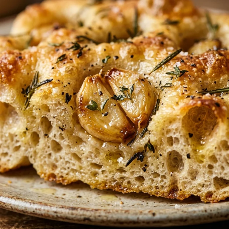 Jiggly Sourdough Focaccia With Roasted Garlic And Herbs Bubbly