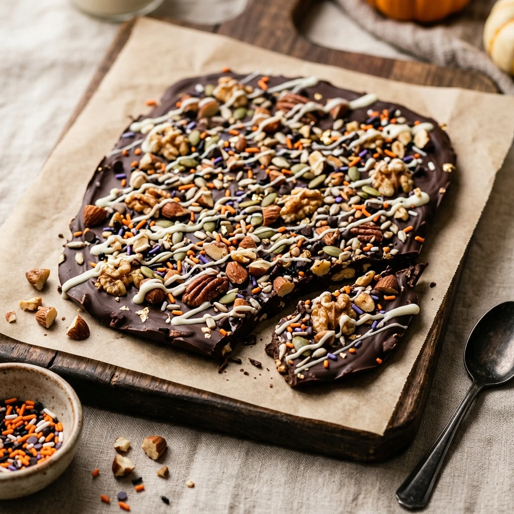 Keto Halloween Candy Bark With Dark Chocolate And Nuts