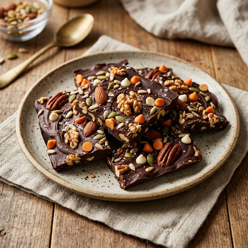 Keto Halloween Candy Bark With Dark Chocolate And Nuts
