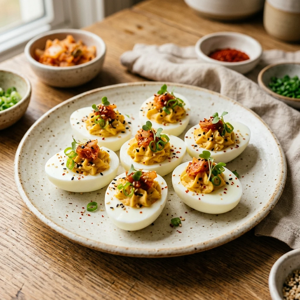 Kimchi Korean Twist Deviled Eggs