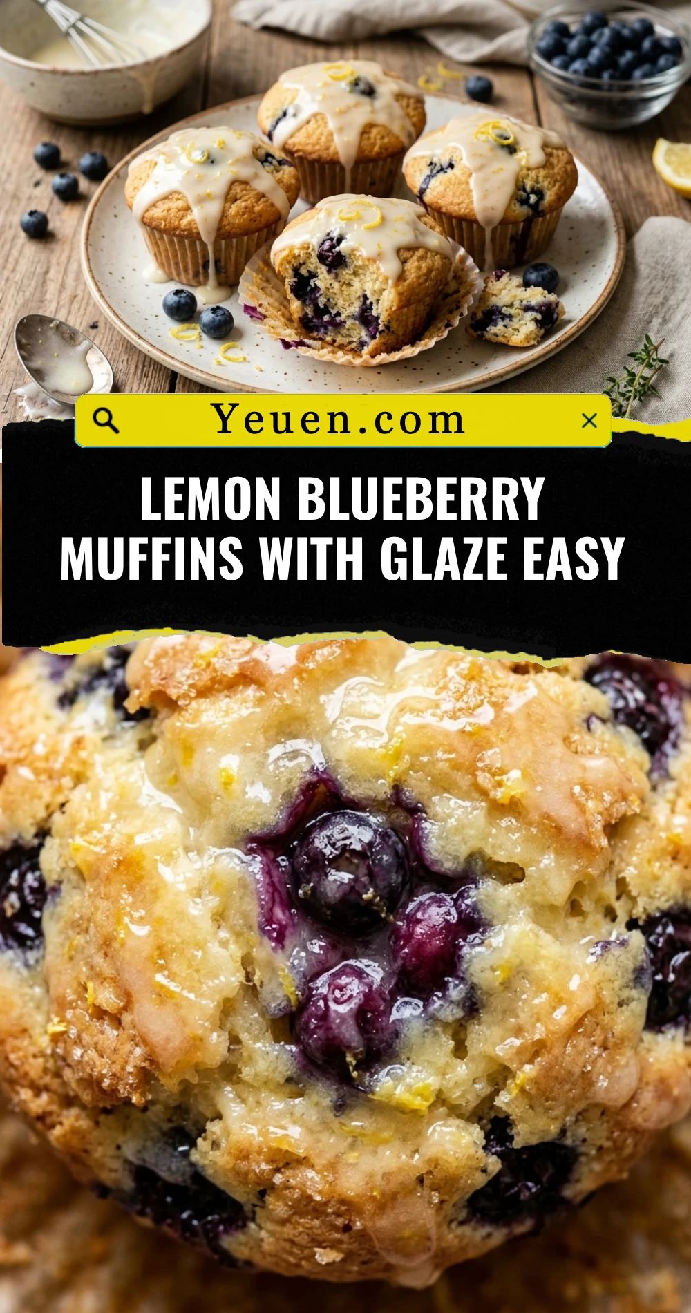 Lemon Blueberry Muffins With Glaze Easy