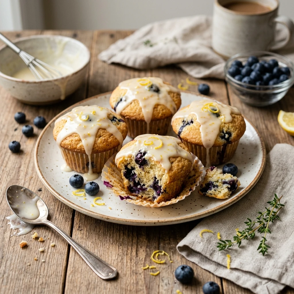 Lemon Blueberry Muffins With Glaze Easy