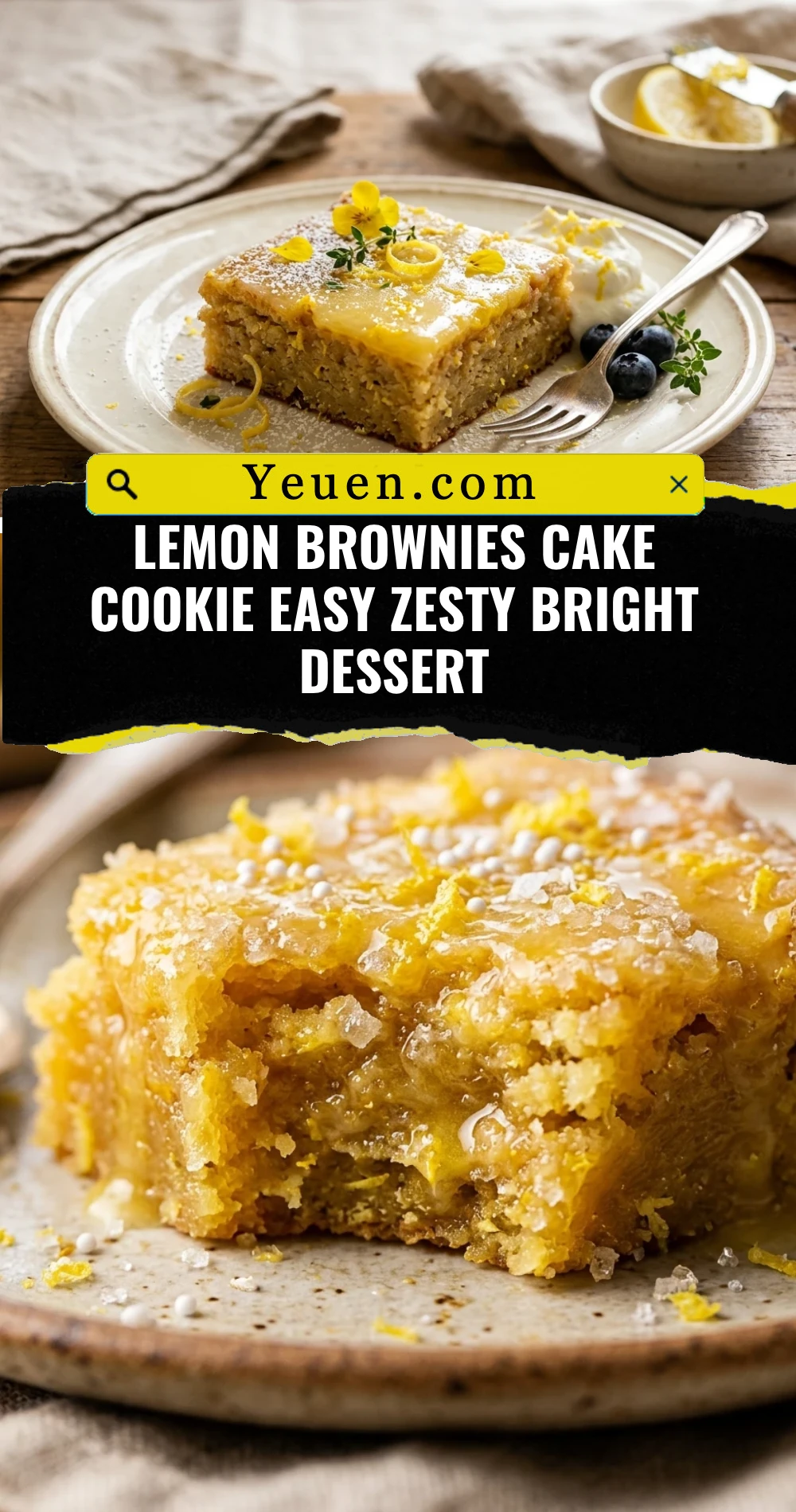 Lemon Brownies Cake Cookie Easy Zesty Bright Dessert