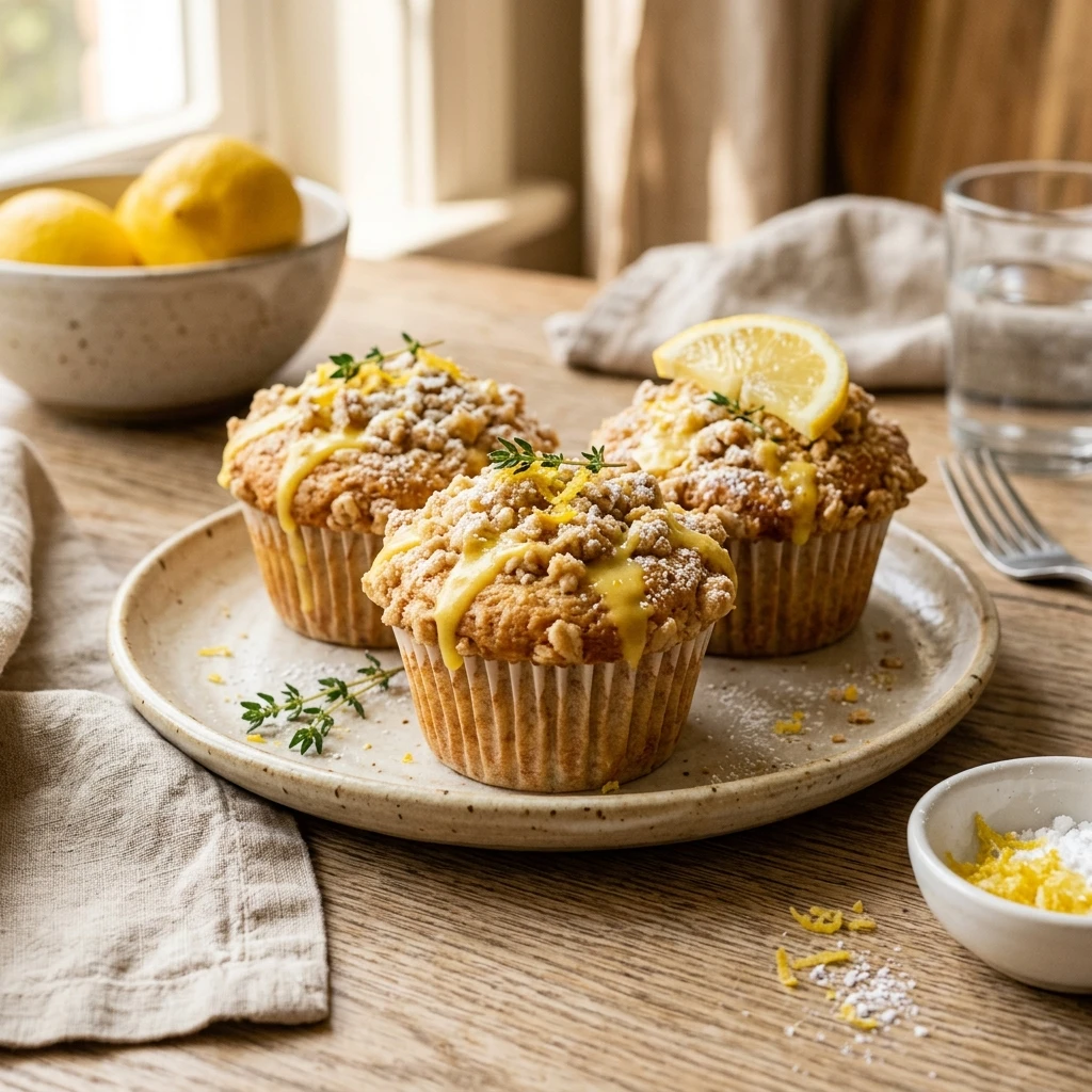 Lemon Crumb Muffins With Streusel Topping