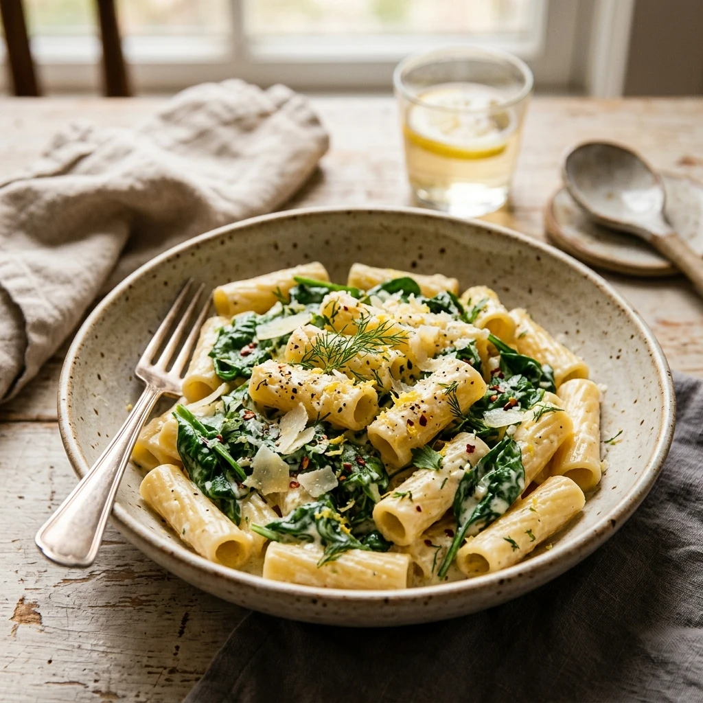 Lemon Ricotta Pasta with Spinach