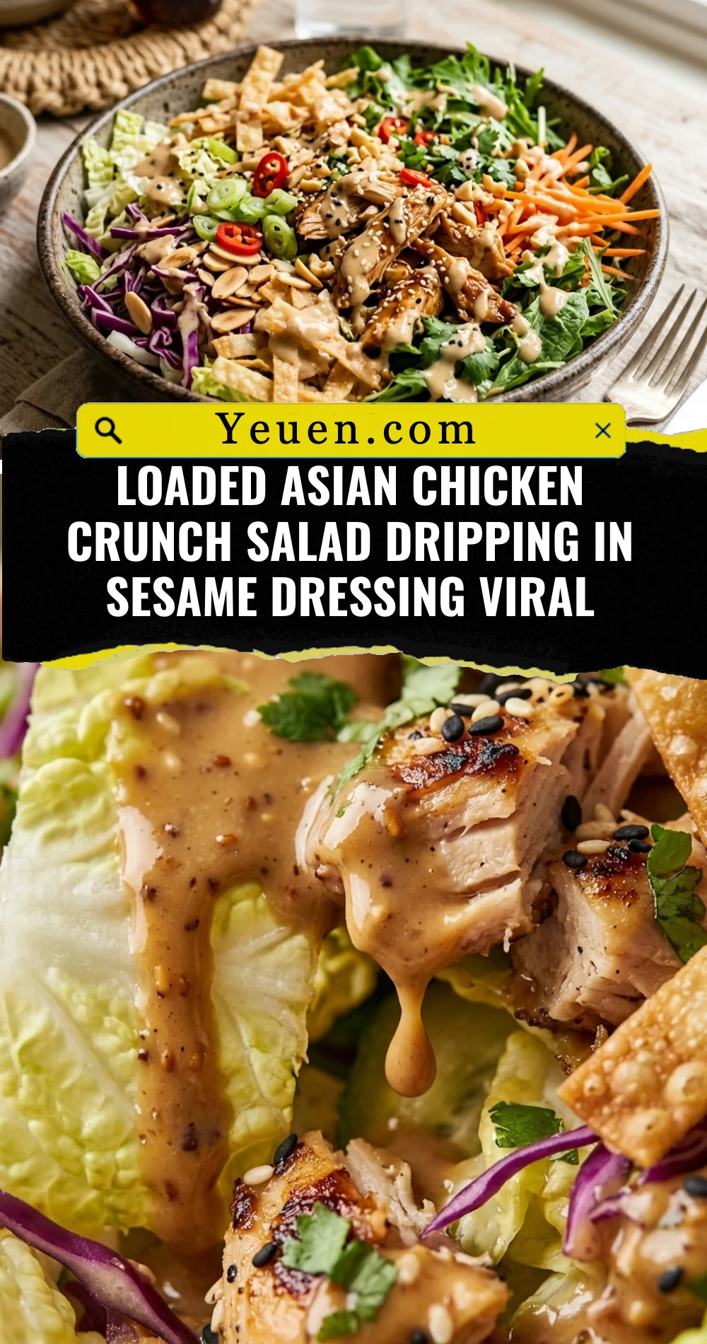 Loaded Asian Chicken Crunch Salad Dripping In Sesame Dressing Viral