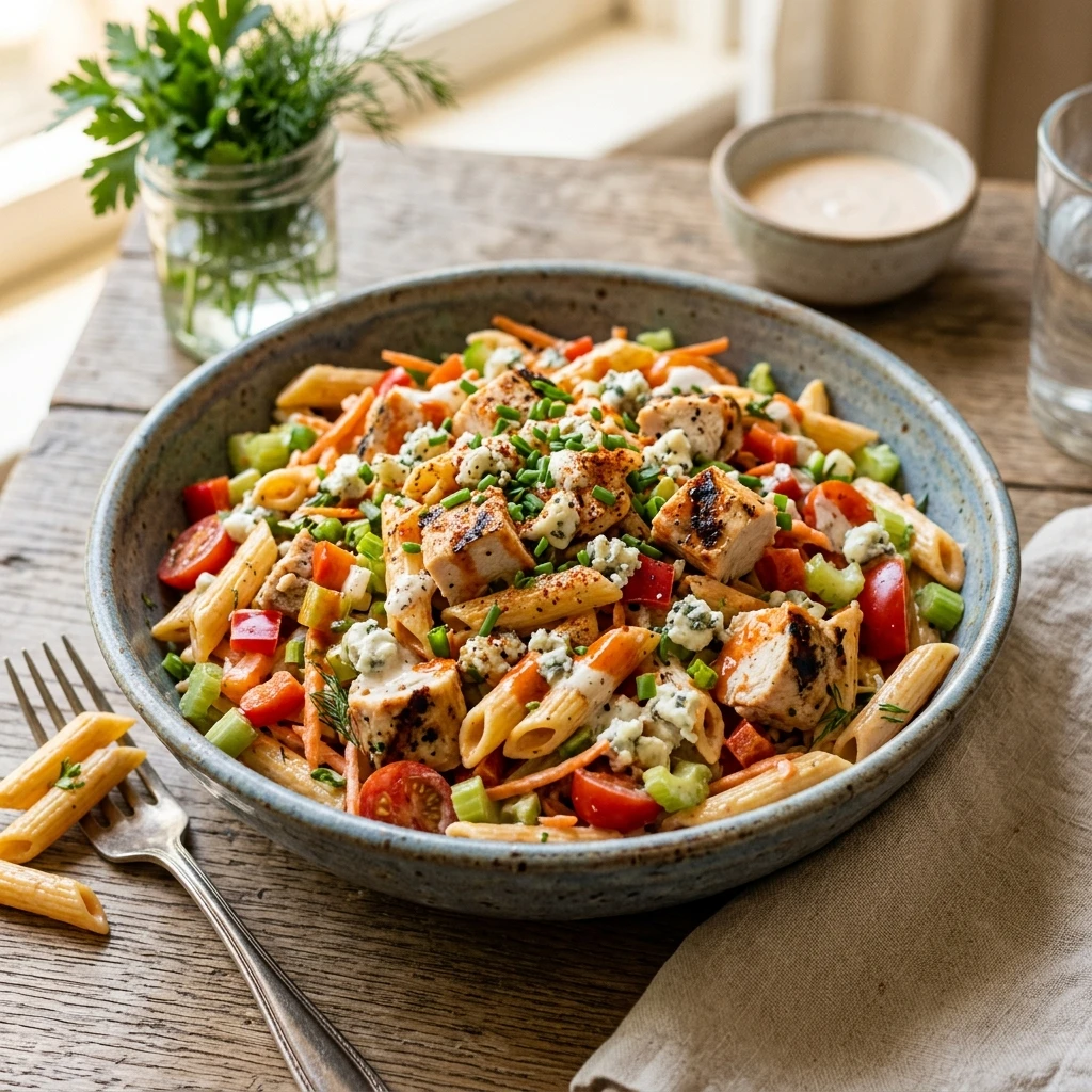 Loaded Buffalo Ranch Pasta Salad Chicken High Protein 30g