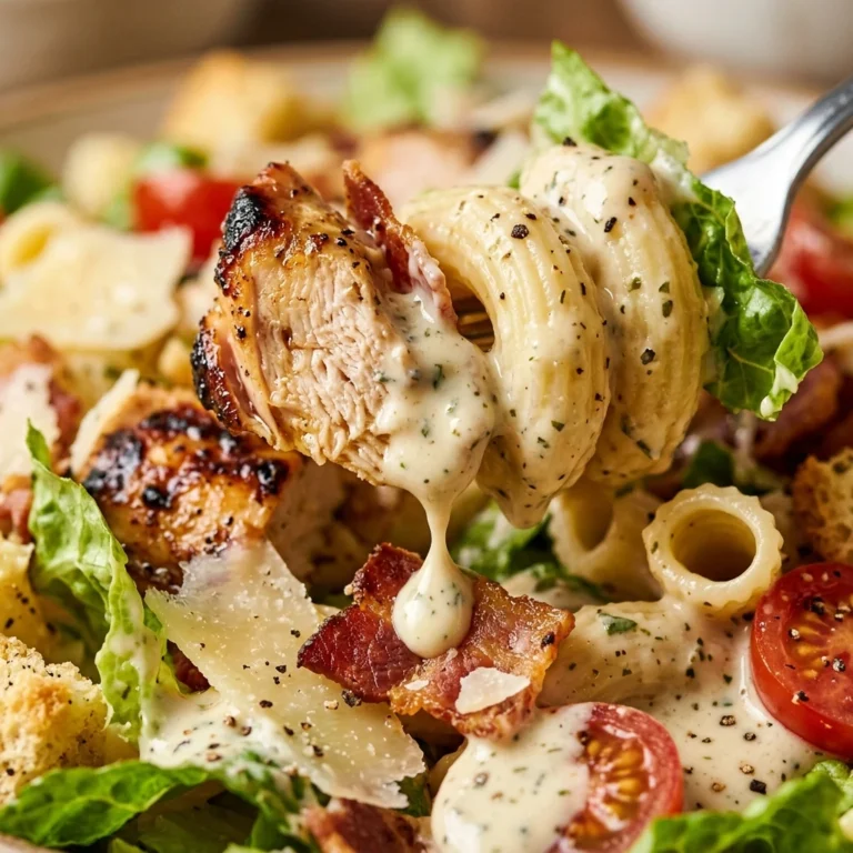 Loaded Caesar Pasta Salad Chicken Dripping Dressing High Protein