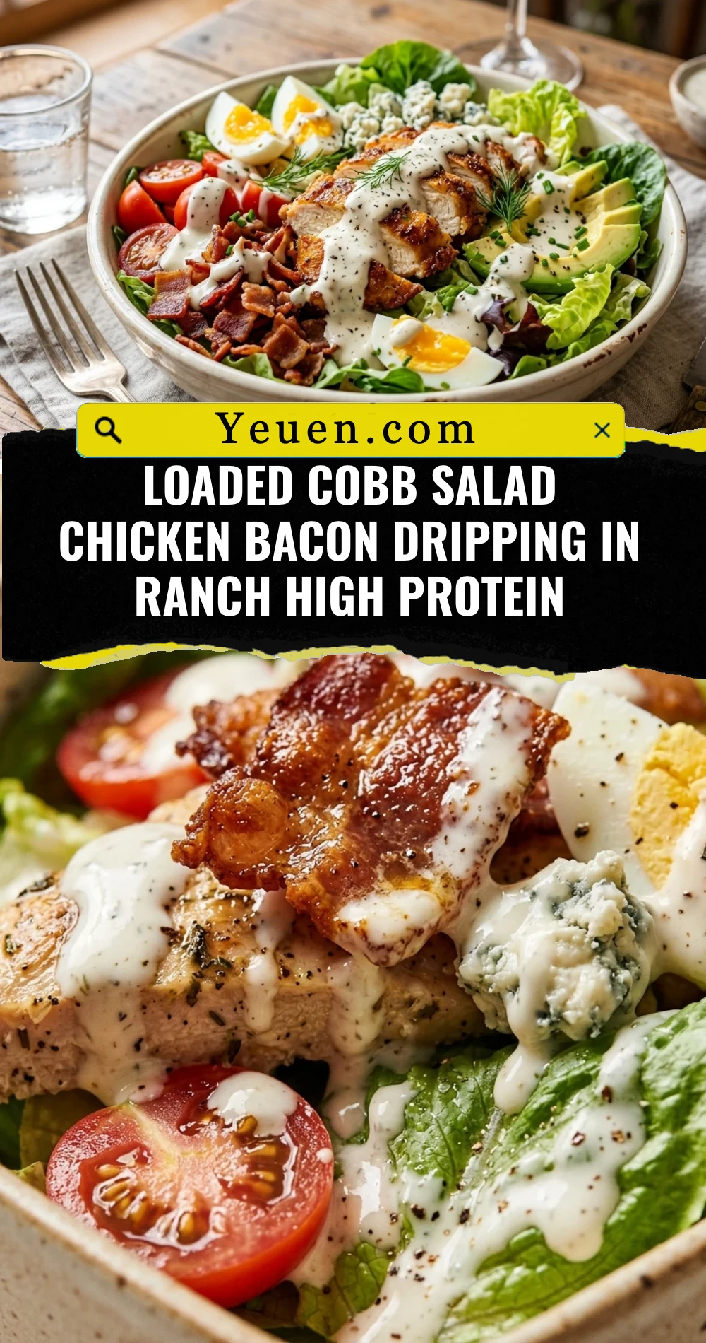 Loaded Cobb Salad Chicken Bacon Dripping In Ranch High Protein