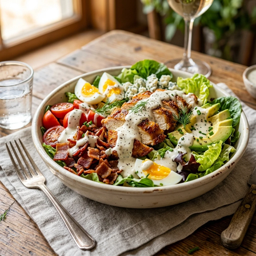 Loaded Cobb Salad Chicken Bacon Dripping In Ranch High Protein