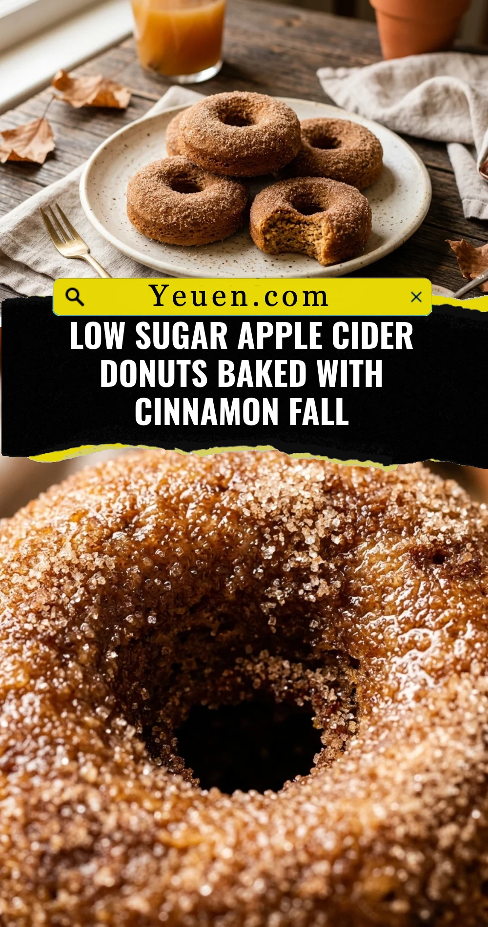 Low Sugar Apple Cider Donuts Baked With Cinnamon Fall