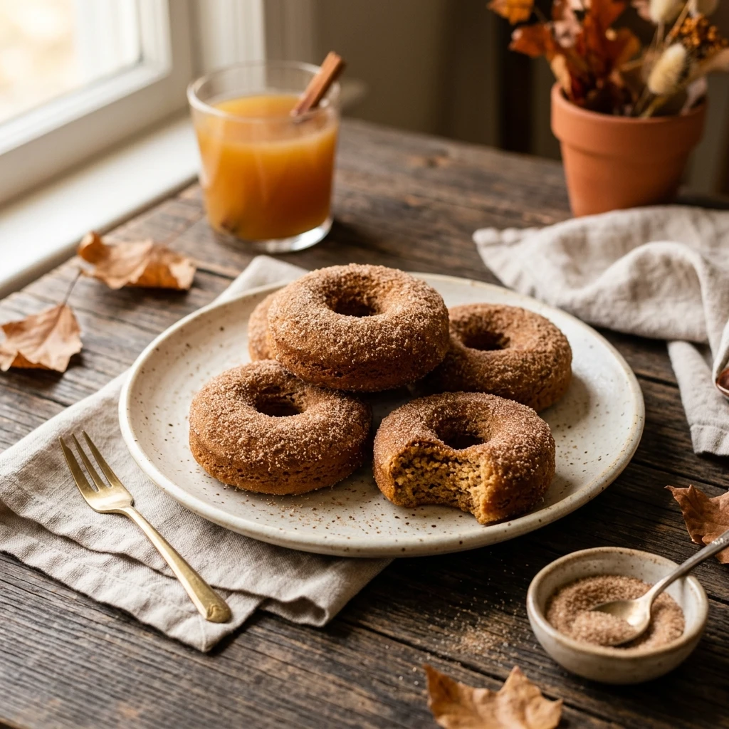 Low Sugar Apple Cider Donuts Baked With Cinnamon Fall