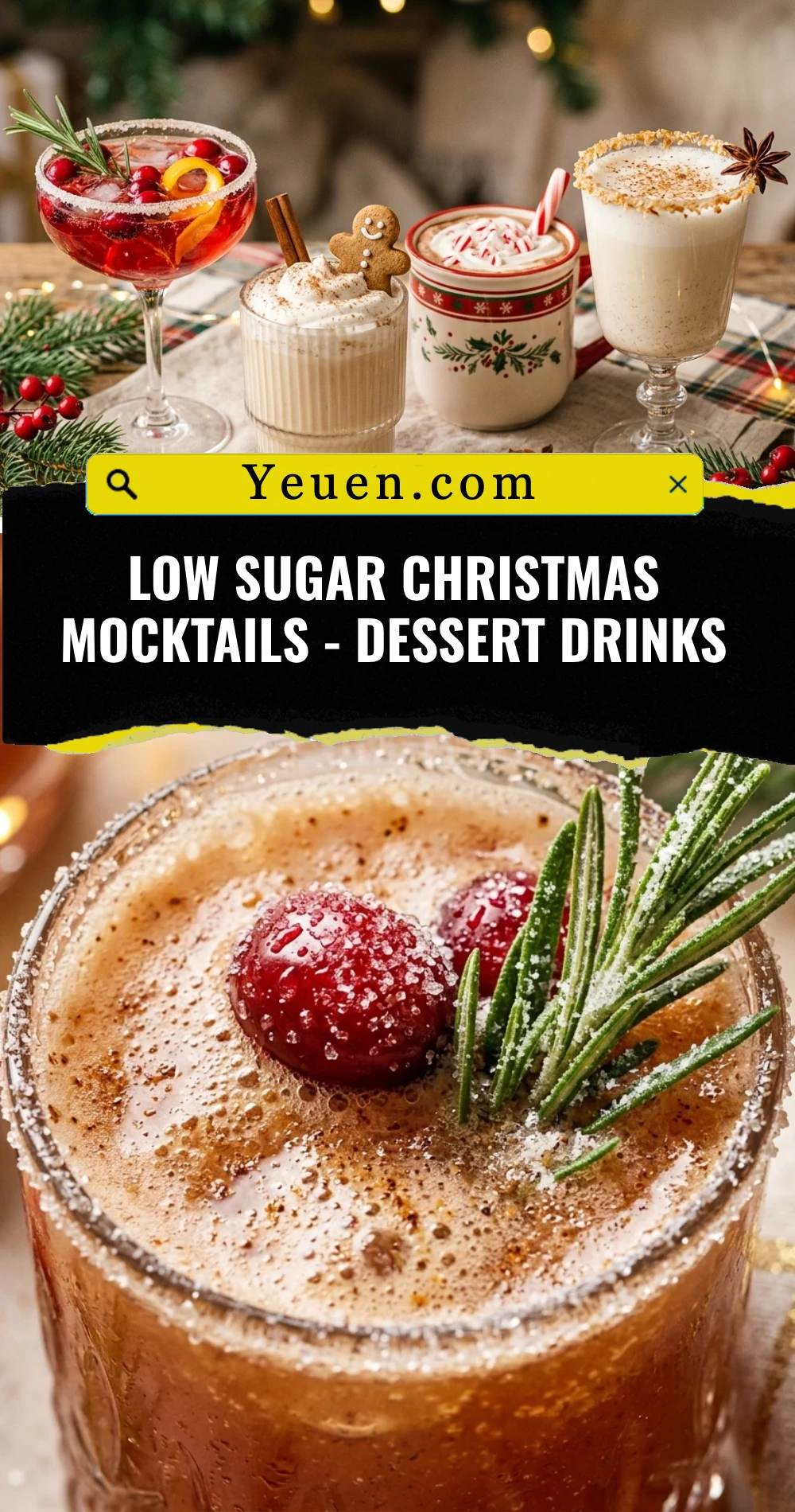 Low Sugar Christmas Mocktails - Dessert Drinks