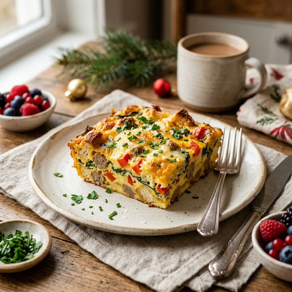 Make-Ahead Christmas Morning Breakfast Casserole No Fail