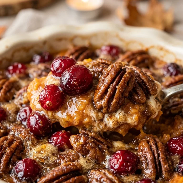 Make Ahead Cranberry Pecan Sweet Potato Casserole Thanksgiving