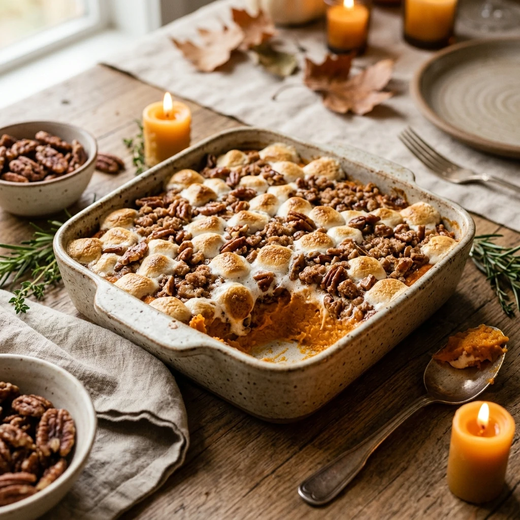 Make Ahead Sweet Potato Casserole With Marshmallows Thanksgiving