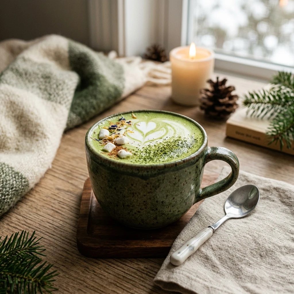 Matcha Drink Winter Cozy Latte