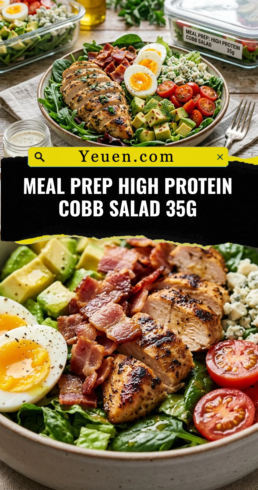 Meal Prep High Protein Cobb Salad 35g