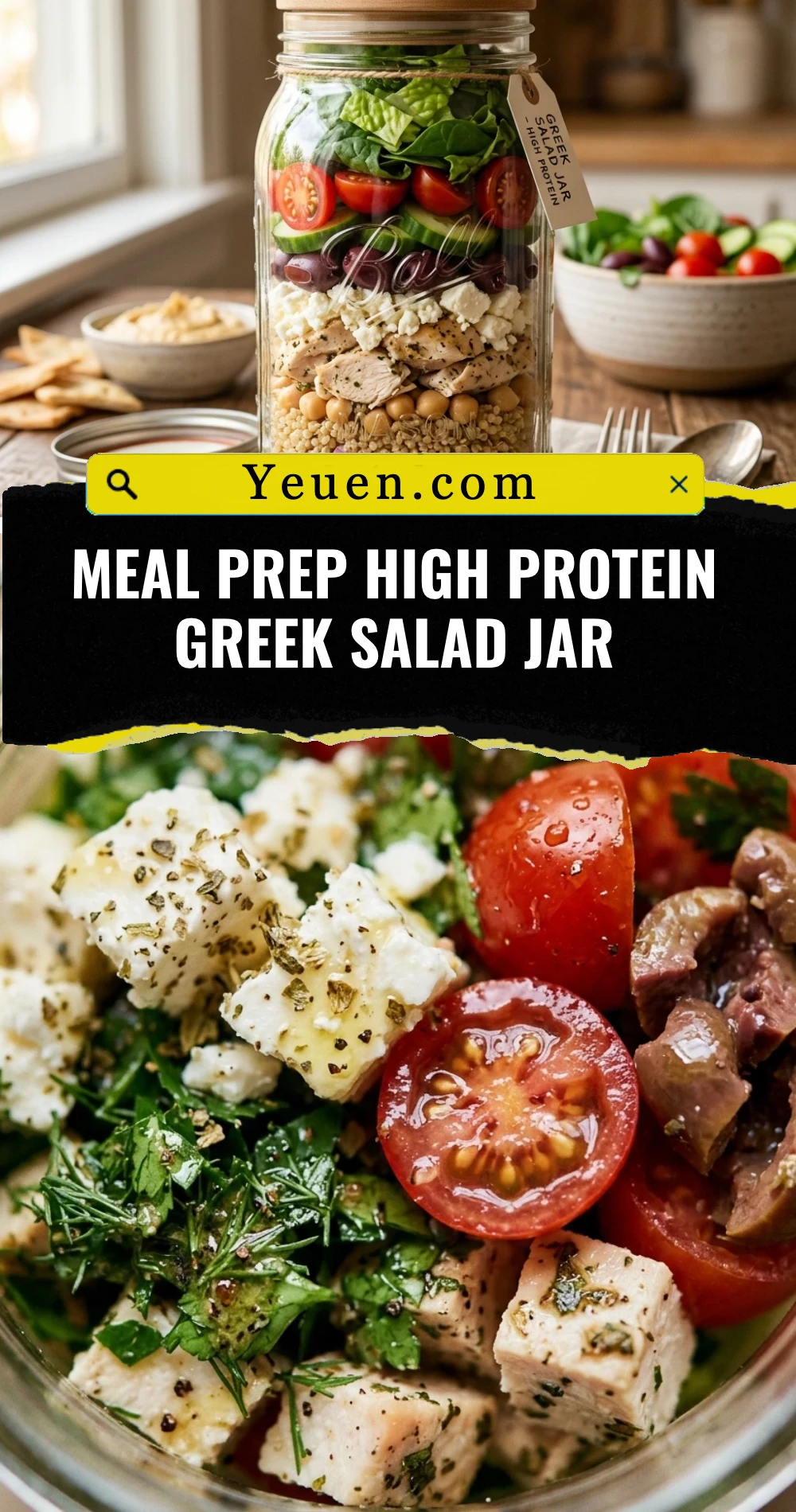 Meal Prep High Protein Greek Salad Jar