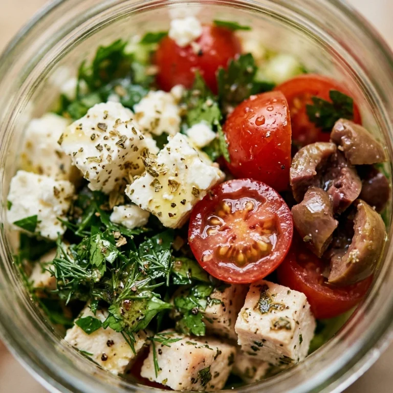 Meal Prep High Protein Greek Salad Jar