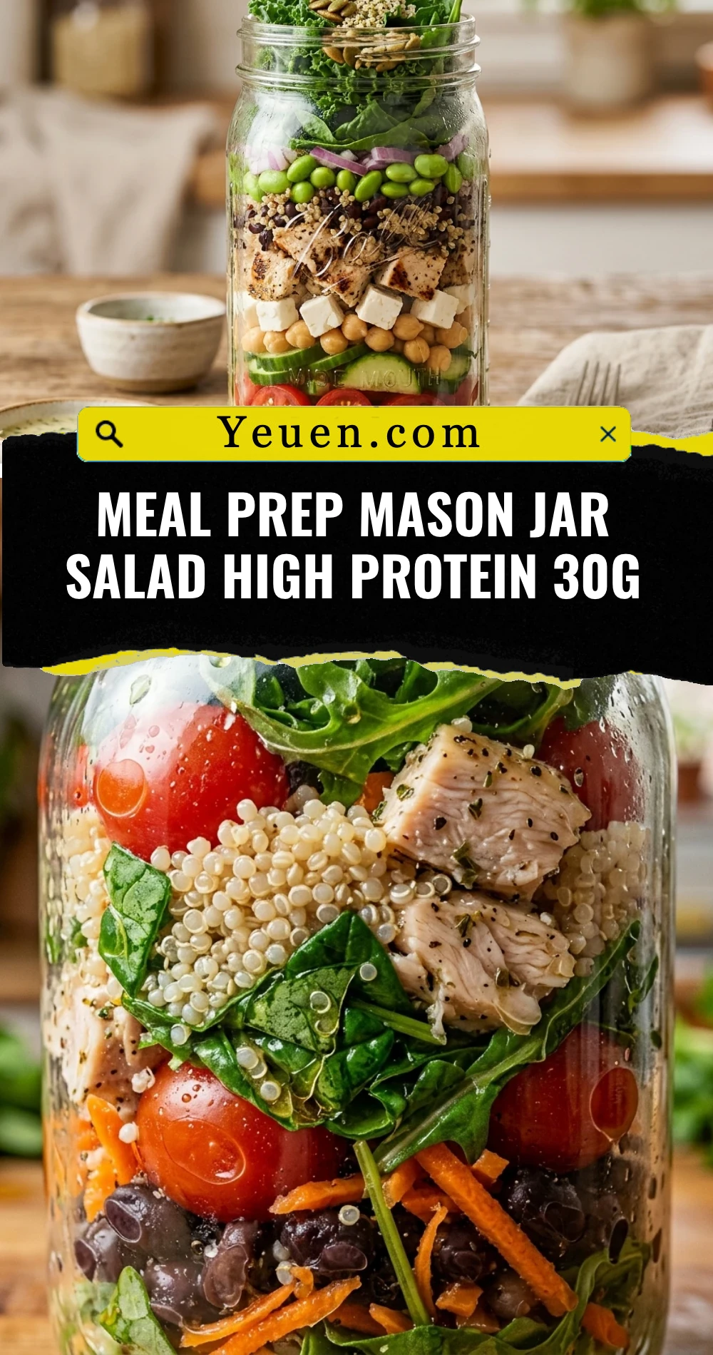 Meal Prep Mason Jar Salad High Protein 30g