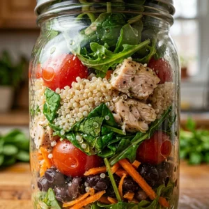 Meal Prep Mason Jar Salad High Protein 30g