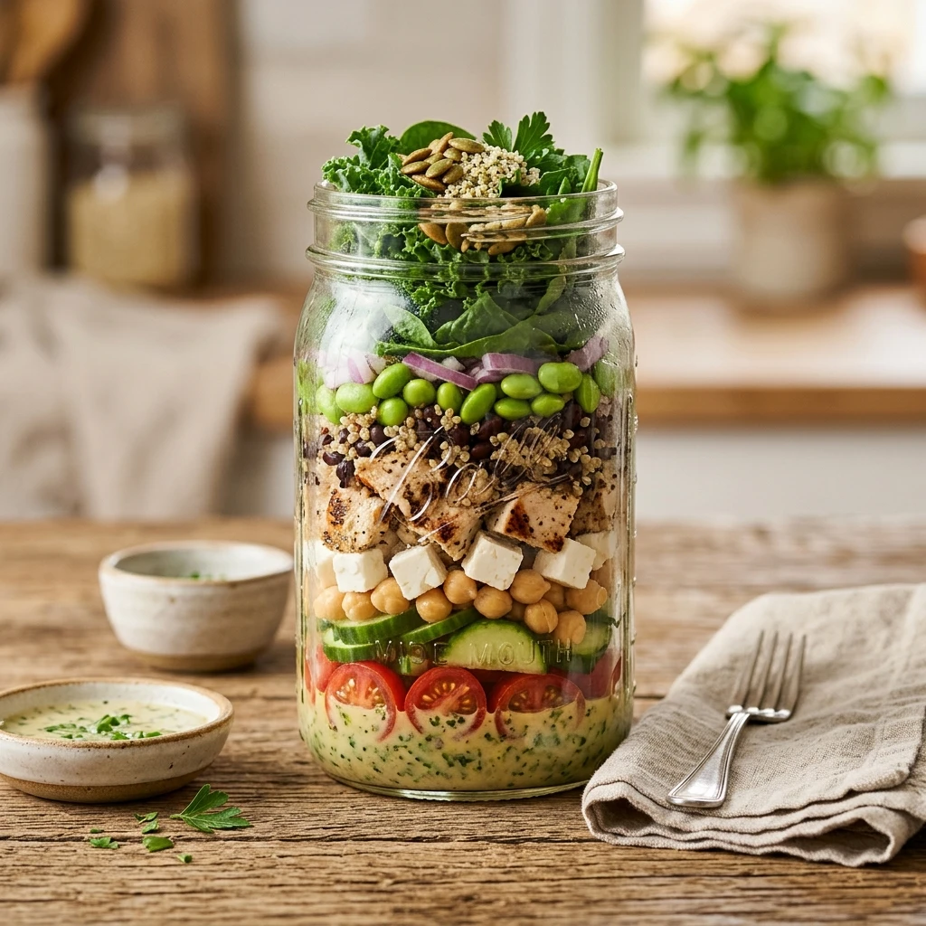 Meal Prep Mason Jar Salad High Protein 30g