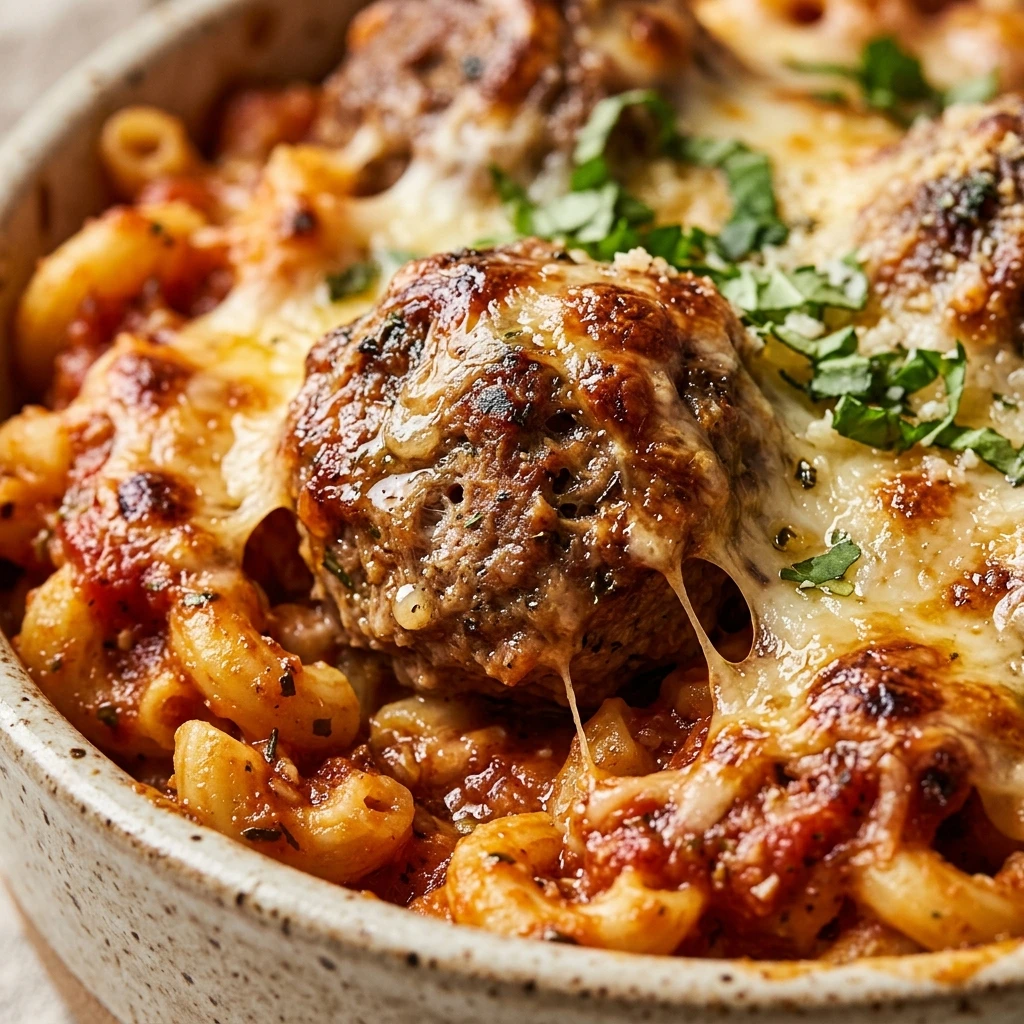 Meatball Casserole Cheesy No Boiling Pasta