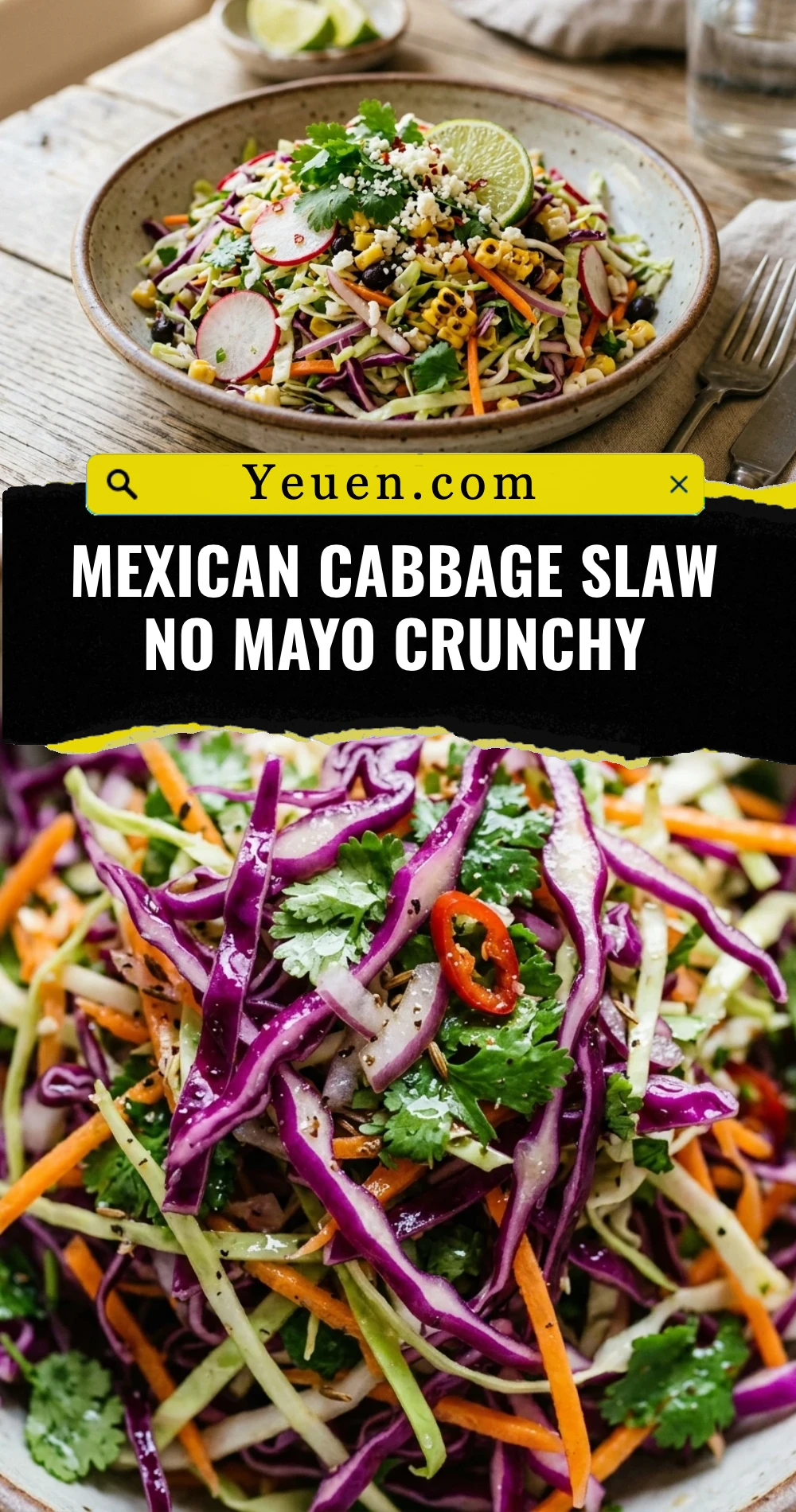 Mexican Cabbage Slaw No Mayo Crunchy