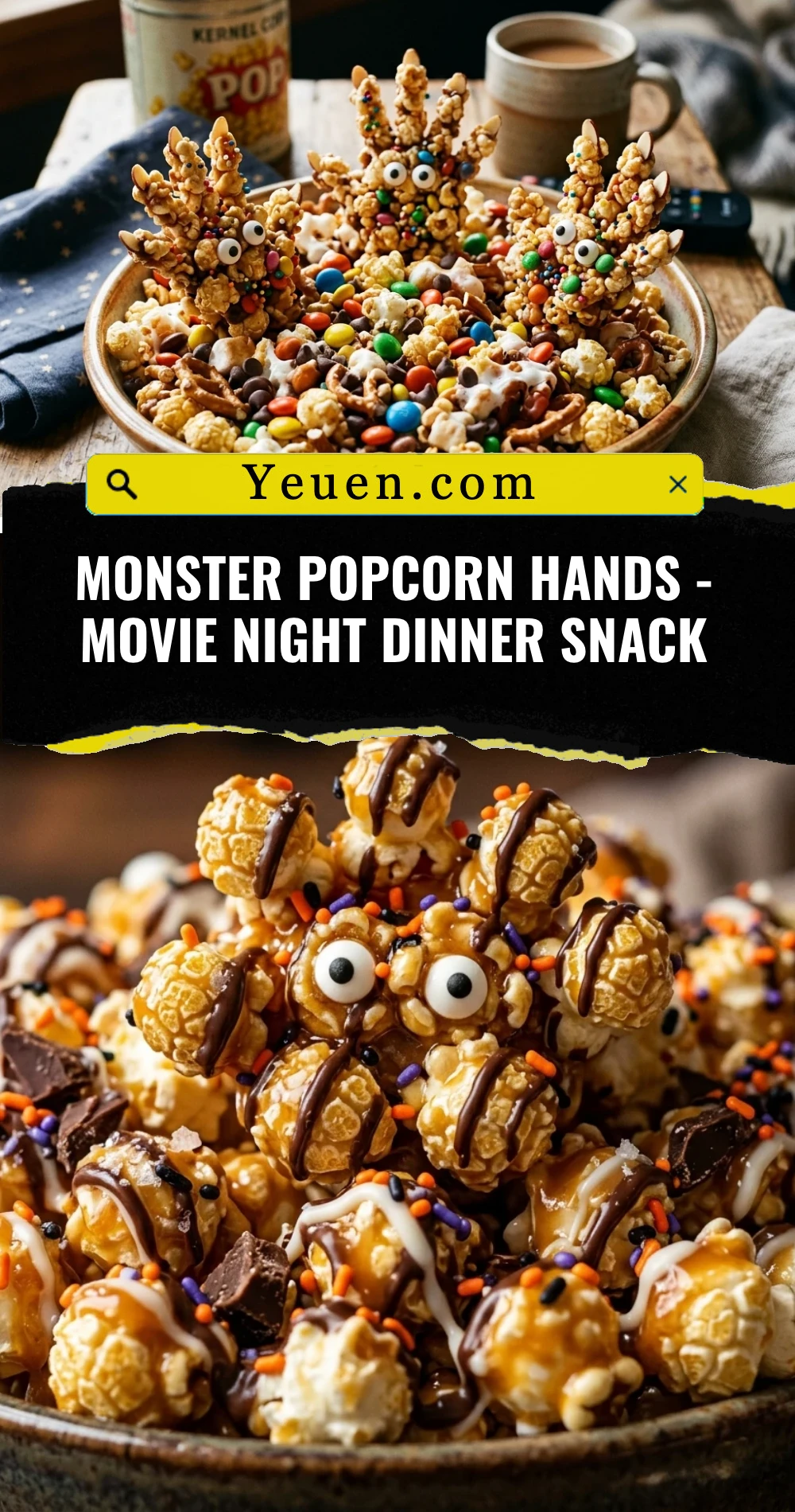 Monster Popcorn Hands - Movie Night Dinner Snack