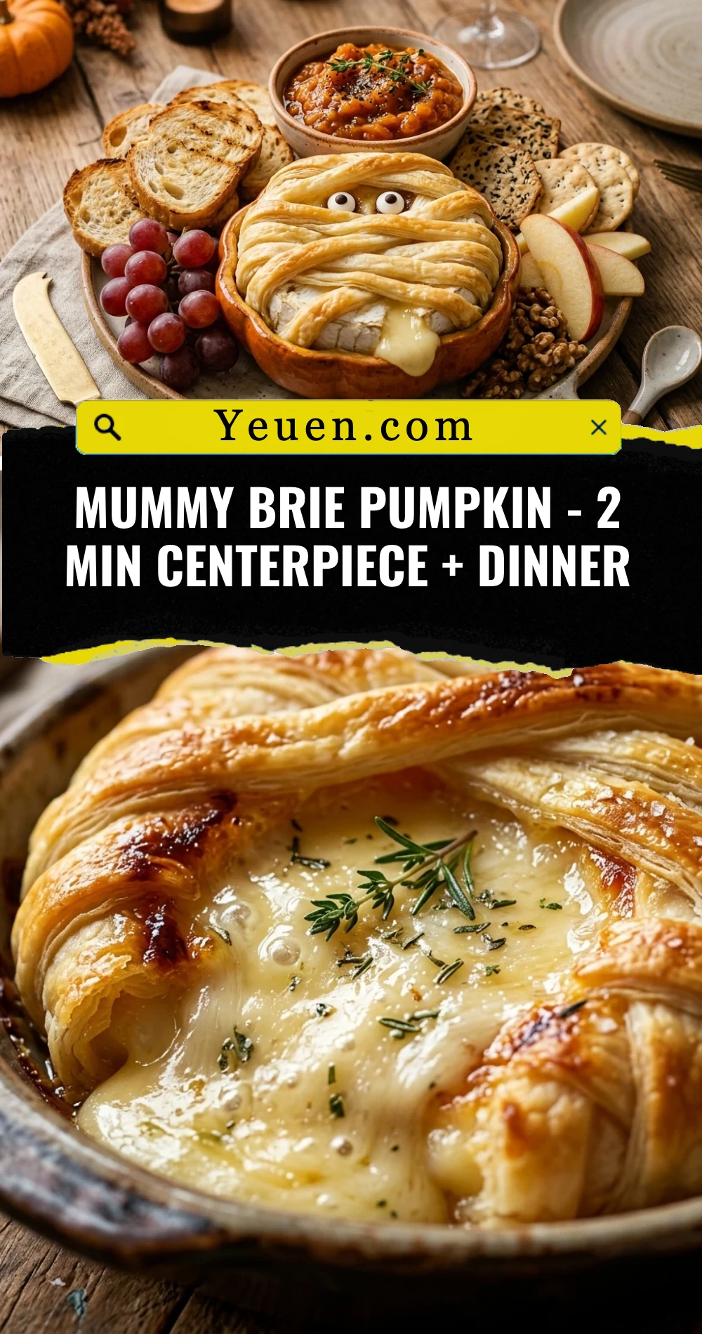 Mummy Brie Pumpkin - 2 Min Centerpiece + Dinner