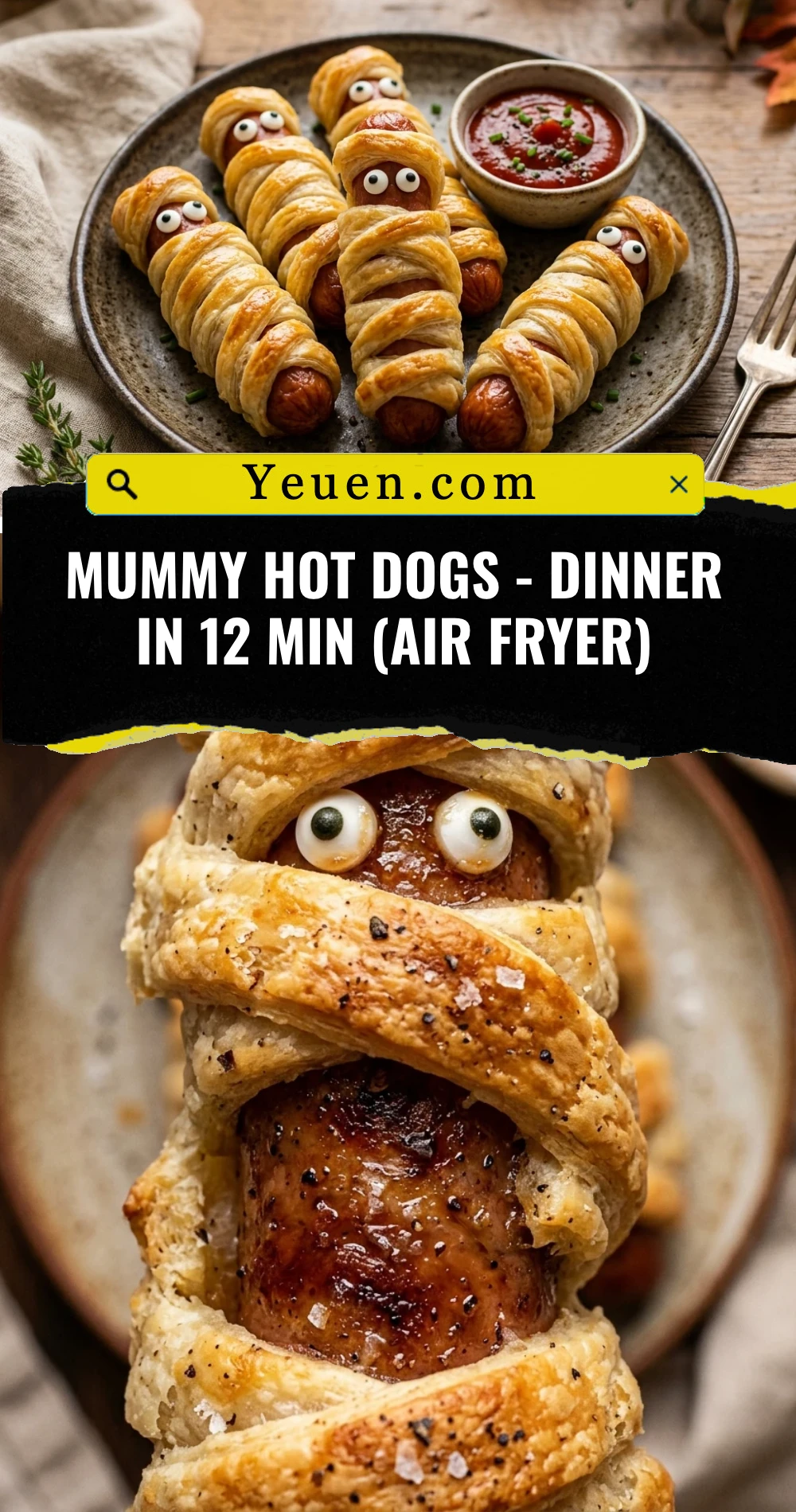 Mummy Hot Dogs - Dinner In 12 Min (Air Fryer)