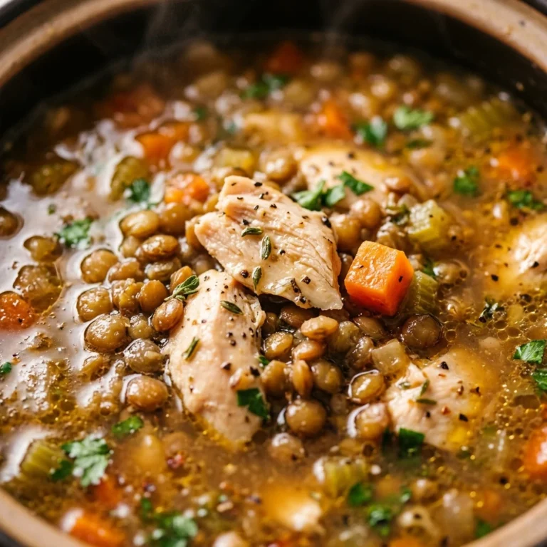 New Year High Protein Chicken And Lentil Soup Crockpot