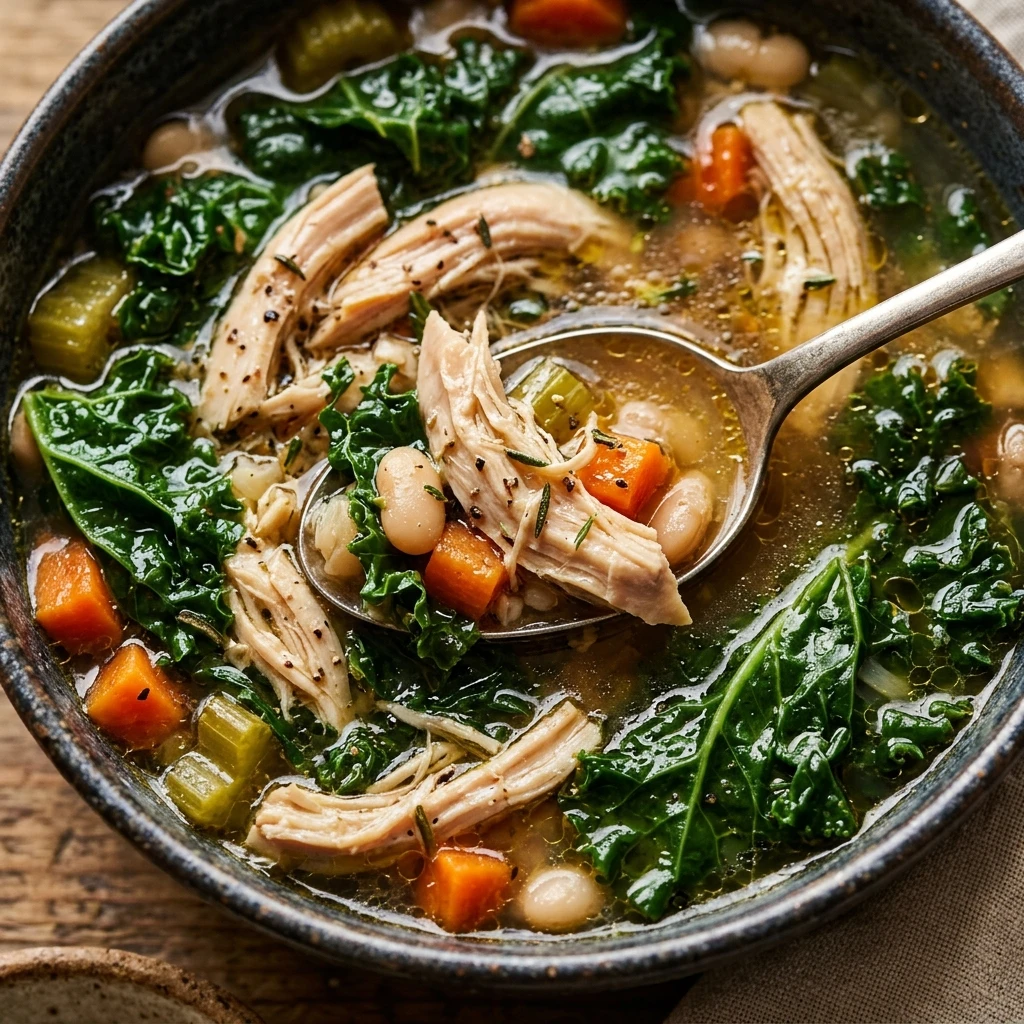 New Year High Protein Crockpot Chicken And Kale Soup Under $20 Feeds 8