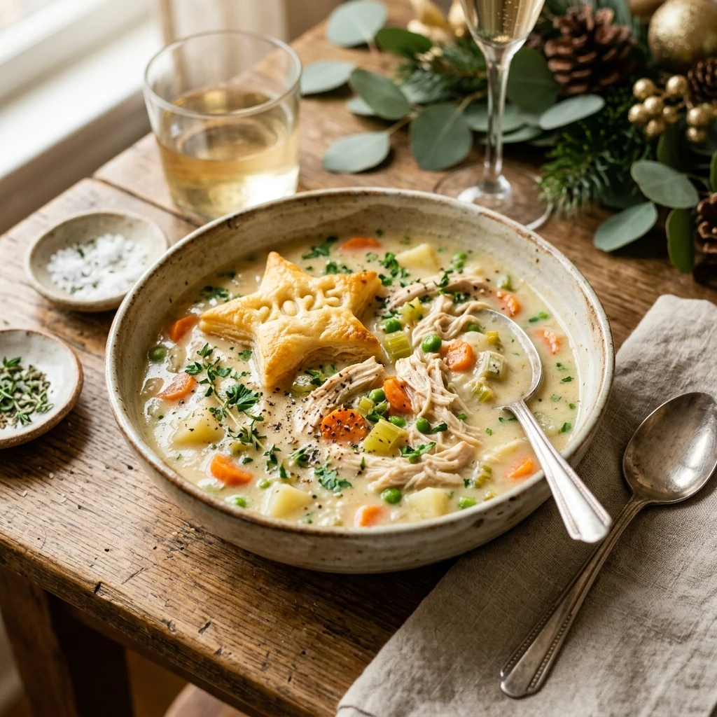 New Year High Protein Crockpot Chicken Pot Pie Soup Under $20 Feeds 8