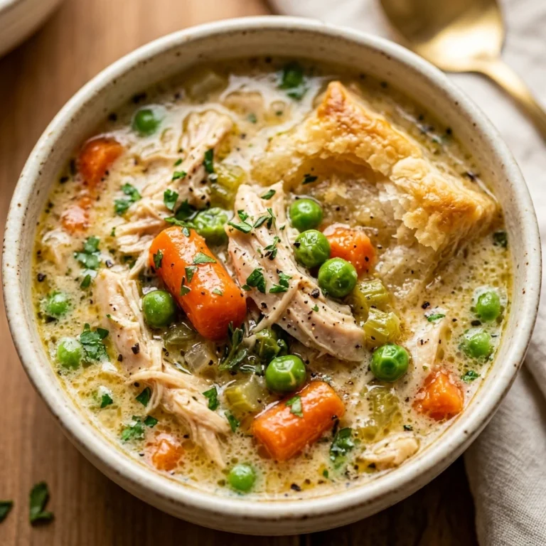 New Year High Protein Crockpot Chicken Pot Pie Soup